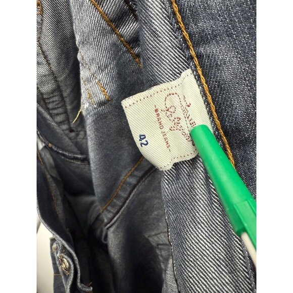 True Religion Joey Super T Jeans Mens 42x33 Denim Pants Thick Stitch Straight - Picture 5 of 9